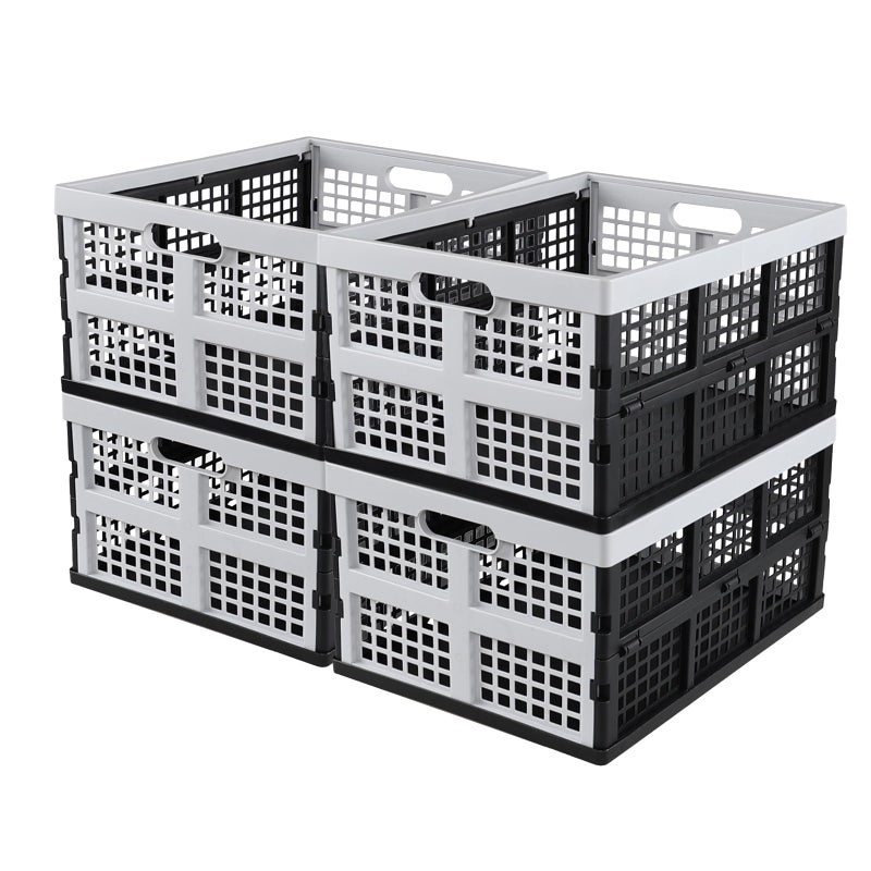 Qqbine 34 L Plastic Stackable Collapsible Crate, 4 Packs - Image 1